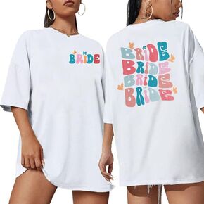 Bride Shirt Bride and Babe Oversized Shirts Retro Bachelorette T Shirt Wedding Vacation Short Sleeve Bachelorette Party Tops