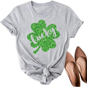 Shamrock Shirts for Women St Patricks Day Casual Graphic Tshirts Cute Lucky Tee Irish