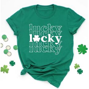 Shamrock Shirts for Women St Patricks Day Casual Graphic Tshirts Cute Lucky Tee Irish