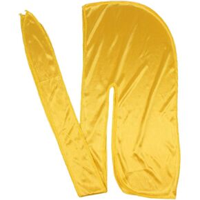 Men Silk Durag Long Straps Bandanas for Men Headwear Waves Cap (Gold)