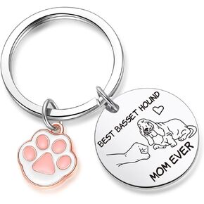 ZNOSVEI Basset Hound Mom Keychain Dog Grandma Gift Dog Paw Print Jewelry Mom Christmas Jewelry