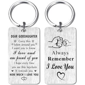 Goddaughter Gifts Keychain, I Love You Goddaughter Gifts, Proud of Goddaughter Birthday Gifts Mothers Day Christmas Key Chain, Goddaughter Xmas Present