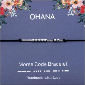 ENSIANTH Ohana Gift Morse Code Bracelet Ohana Bracelet Inspirational Bracelet Beaded Code Bracelet Ohana Mean Family