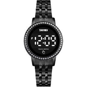 zolohoni Stainless Steel Digital Watches for Women, LED Touch Screen Bracelet Watches Waterproof Elegant Crystal Wrist Watch Clock for Ladies Teens Girls
