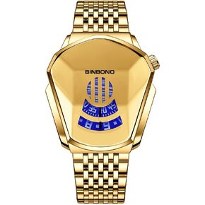 FANMIS Creative Fashion Blue LED Binary Digital Watches Men's Stainless Steel Silver Waterproof LED Backlight Bracelet Plated Watches
