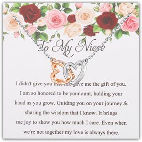 PLITI Niece Gift From Aunt Niece Wedding Gift Niece Graduation Gift To My Niece Inspirational Interlocking Heart Necklace