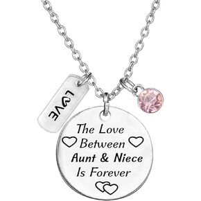 TISDA Birthstone Crystals Necklace,The Love between Aunt and Niece is Forever Necklace Family Jewelry Christmas Gift