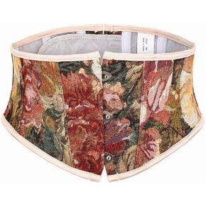 Corset Belt for Women Renaissance Vintage Floral Underbust Boned Lace Up Waist Trainer Shapewear Tummy Control