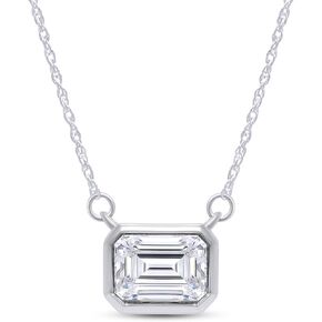 SAVEARTH DIAMONDS 1.5 قيراط D اللون مويسانيتي قلادة قلادة للنساء D اللون VVS1 مجموعة حافة قطع الزمرد مختبر خلق الماس 18 قيراط قلادة فضية مطلية بالذهب جنبا إلى جنب مع سلسلة 18 بوصة