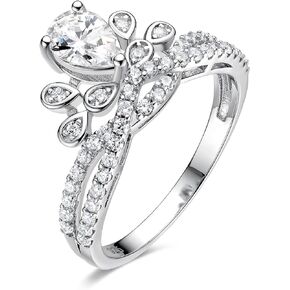 MDFUN S925 Sterling Silver Crown Wedding Band Engagement Ring Crown Promise Eternity Ring for Women Size 5-10