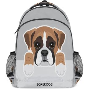 Cute Boxer Dog Backpacks for Boys Girls Laptop Backpack School Backpack Bookbag with Laptop Compartment Waterproof Casual Daypack for Travel