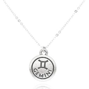 Jewely Zodiac Charm Necklace Collection, Gold-Filled and Sterling Silver Necklace with Pewter Charm, 16"-18" Chain