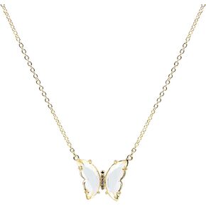 NTLX Butterfly Necklace – Bohemian Boho Butterfly Necklaces for Women – Beautiful Colors – Delicate Open Back Setting - Gift Box Included