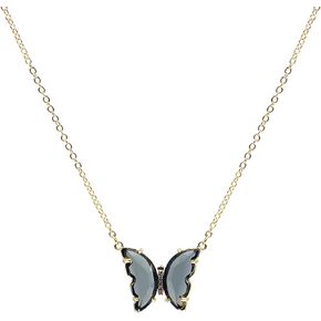 NTLX Butterfly Necklace – Bohemian Boho Butterfly Necklaces for Women – Beautiful Colors – Delicate Open Back Setting - Gift Box Included