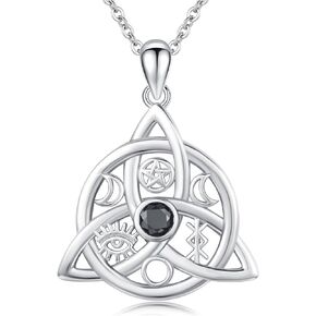 JUSTKIDSTOY Witches Knot Necklace 925 Sterling Silver Celtic Knot Witch Pendant Necklace Witches Knot Amulet Jewelry Gifts for Women Girls