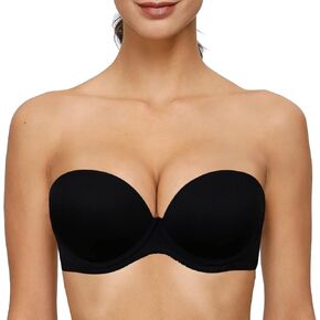 Women's Strapless Push Up Thick Padded Bra with Convertible Clear Straps Underwired Lift Up Supportive T-Shirt Bras in Saudi Arabia