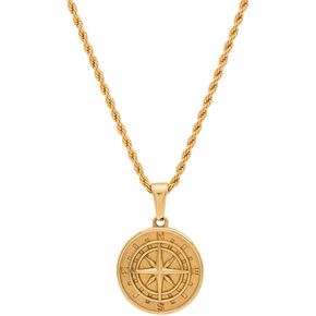 Planet '79 New and Improved! 18k Gold Compass North Star Pendant Chain Mens Compass Necklace Gold Anchor Pendant Vintage Necklace For Men Boyfriend Gift Girlfriend Gift