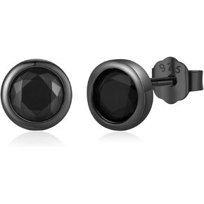 Black Stud Earrings 925 Sterling Silver Black Onyx/Cubic Zirconia Stud Earrings Jewelry Gifts for Women Men