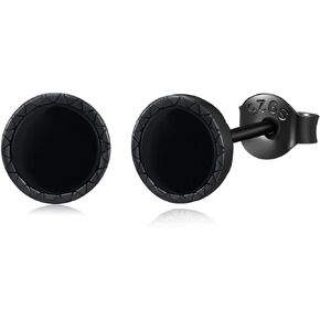 Black Stud Earrings 925 Sterling Silver Black Onyx/Cubic Zirconia Stud Earrings Jewelry Gifts for Women Men