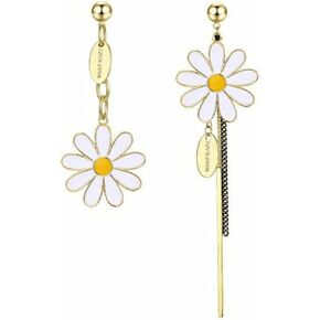 Daisy Flower Dangle Earrings Bee Butterfly Leaf Garden Style Plant Earrings Asymmetrical Design Long Tail Chain Tassel Earrings for Women