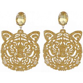 Statement Earrings for Women Resin Drop Tiger Head Bohemian Pendant Crystal Stone Earring Large Dangle Pendient Brinco Ear Accessories Gift