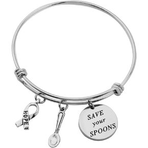 CHOROY Spoonie Gift Save Your Spoons Bracelet Fibromyalgia Gift Mental Health Awareness Jewelry Chronic Illness Gift (Save Your Spoons yp)