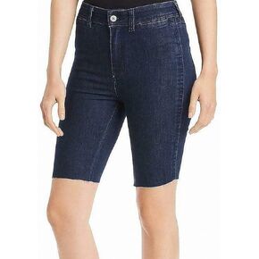 Free People Womens Raw Hem Dark Wash Bike Shorts