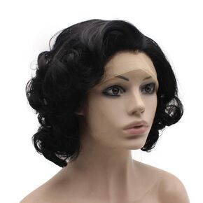 Mxangel Heat Resistant Synthetic Lace Front Short Curly Orange Cosplay Party Wig
