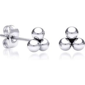 555Jewelry Stainless Steel 3 Dots Triple Ball Delta Earrings for Women & Girls