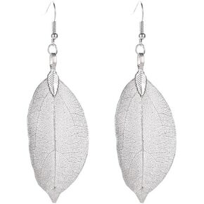 FUTIMELY Long Leaf Dangle Earrings for Women Girls Bohemian Filigree Leaf Hook Earrings Lightweight Hollow Unique Bride Geometry Jewelry