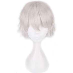Kediciz Unisex Anime Short Natural Black Cosplay Wig With Bangs Heat Resistant Hair for Women Mens Boys Party Halloween Costume + Free Cap