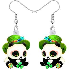 NEWEI Acrylic Christmas Cute Panda Bear Earrings Dangle Jewelry For Women Teen Girls Charm Gifts