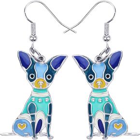 BONSNY Enamel Alloy Chihuahua Dog Pets Earrings for Women Kids Jewelry Novelty Funny Charms Original Design