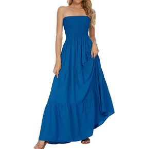 فستان Timathous نسائي صيفي بدون حمالات طويل بدون أكتاف للشاطئ بوهو in Kuwait