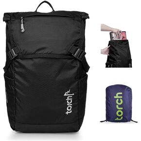 torch Small Backpack For Men Women 19L - Lightweight Backpack for Men Fits 15.6 Inch Laptop with Rain Cover Vintage Daypack For Travel, Work, College - Sinpo (Black)