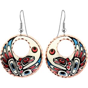 Northwest Native American Eagle Totem Earrings with an Off-center Cutout -Alaska Earrings Eagle Totem Animal Earrings