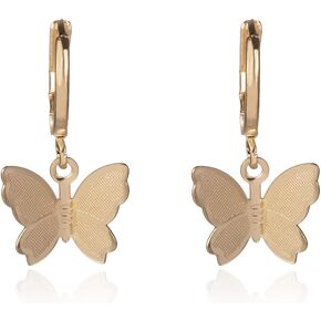 Kercisbeauty Gold Butterfly Earrings for Women Ladies Girls Gift Her Jewelry Butterfly Drop Dangle Earrings