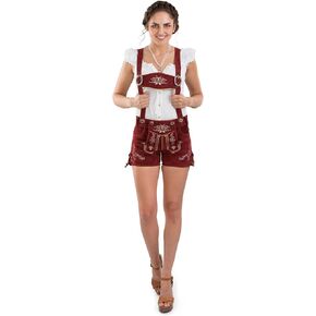 Women's Original Lederhosen - German Oktoberfest Costumes - Bavarian Hotpants Red Bergrose
