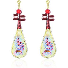 Acrylic Charm Musical Instrument Pipa Earrings Drop Dangle Jewelry Fashion Decoration for Women Girls Funny Party Gifts