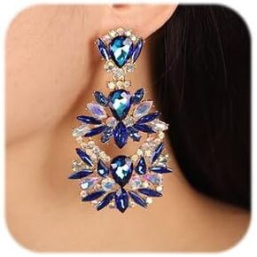 Women Vintage Colorful Rhinestone Glass Drill Drop Earrings Boho Rhinestone Dangle Earrings Trendy Rhinestone Drop Earrings for Women Girls