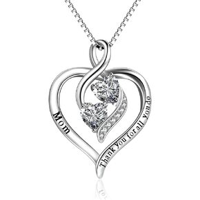 YFN Mom Necklace for Women Sterling Silver mother daughter necklace Mothers Day Birthday Jewelry Gifts for Mother Grandma 18"