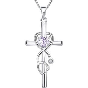 YL Stethoscope Cross Necklace Sterling Silver Doctor Nurse Medical Pendant RN Registered Student Jewelry Gifts for Women