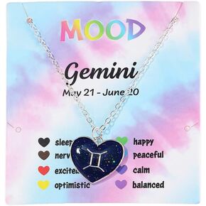 Temperature Sensing Color Changing Pendant 12 Constellation Zodiac Necklace Astrology Horoscope with Message Card for Women Birthday Gifts