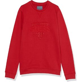 GUESS Boys' Organic Cotton French Terry Embroidered Logo Sweatshirt
