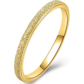 munone 2mm Sandblasted Wedding Bands for Women,14k Gold Plated Titanium Steel Band Ring,Comfort Flat Ring Size 5-10