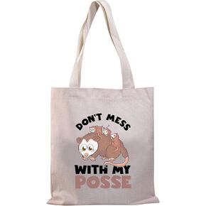 BDPWSS Possum Tote Bag Opossum Lover Gift Possum Mom Gift Don't Mess With My Posse Funny Possum Travel Pouch for Possum Owner