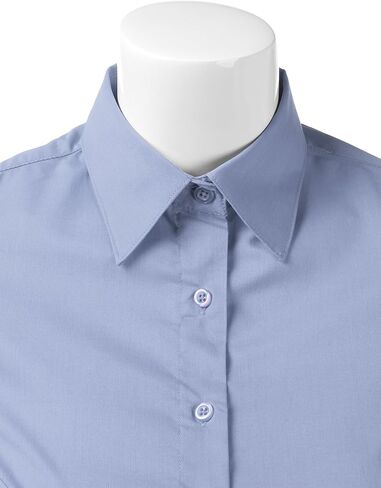 DOUBLJU Slim Fit Plain Classic Shirts Short Sleeve Button Down Collared Dressy Casual Work Blouse for Womens with Plus Size in Saudi Arabia