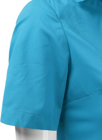 DOUBLJU Slim Fit Plain Classic Shirts Short Sleeve Button Down Collared Dressy Casual Work Blouse for Womens with Plus Size in Saudi Arabia