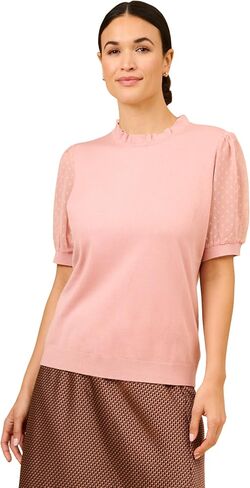 Adrianna Papell Women's Clip Dot Puff Sleeve Twofer in Saudi Arabia
