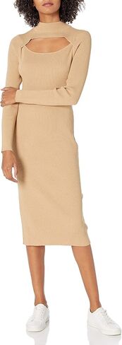 The Drop Women's Chantal Midi Bodycon Fitted Cutout Rib Dress in Saudi Arabia